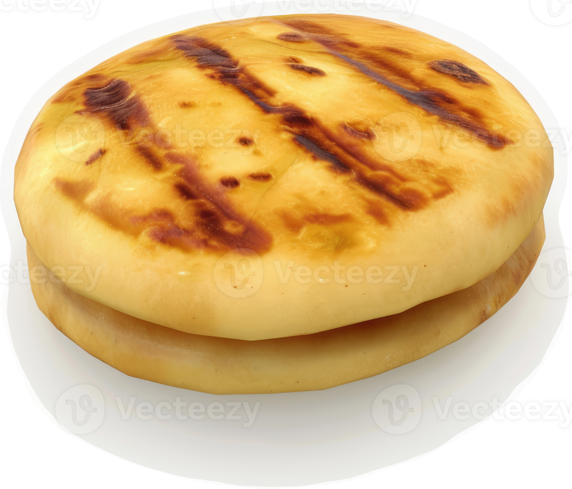 Grilled, golden, round, double-layered snack. png