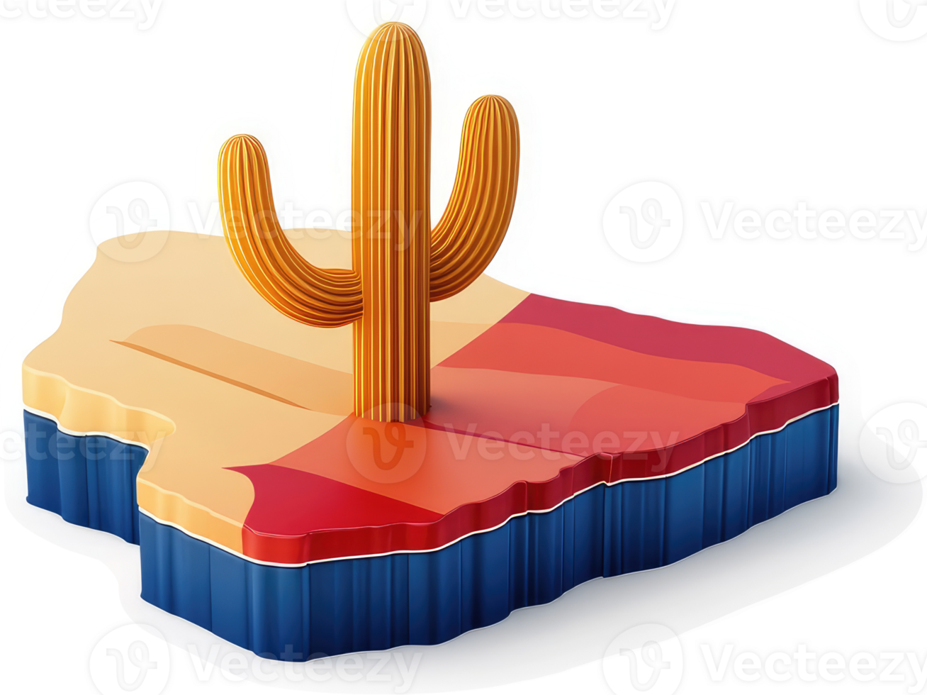 Desert landscape with a saguaro cactus. png