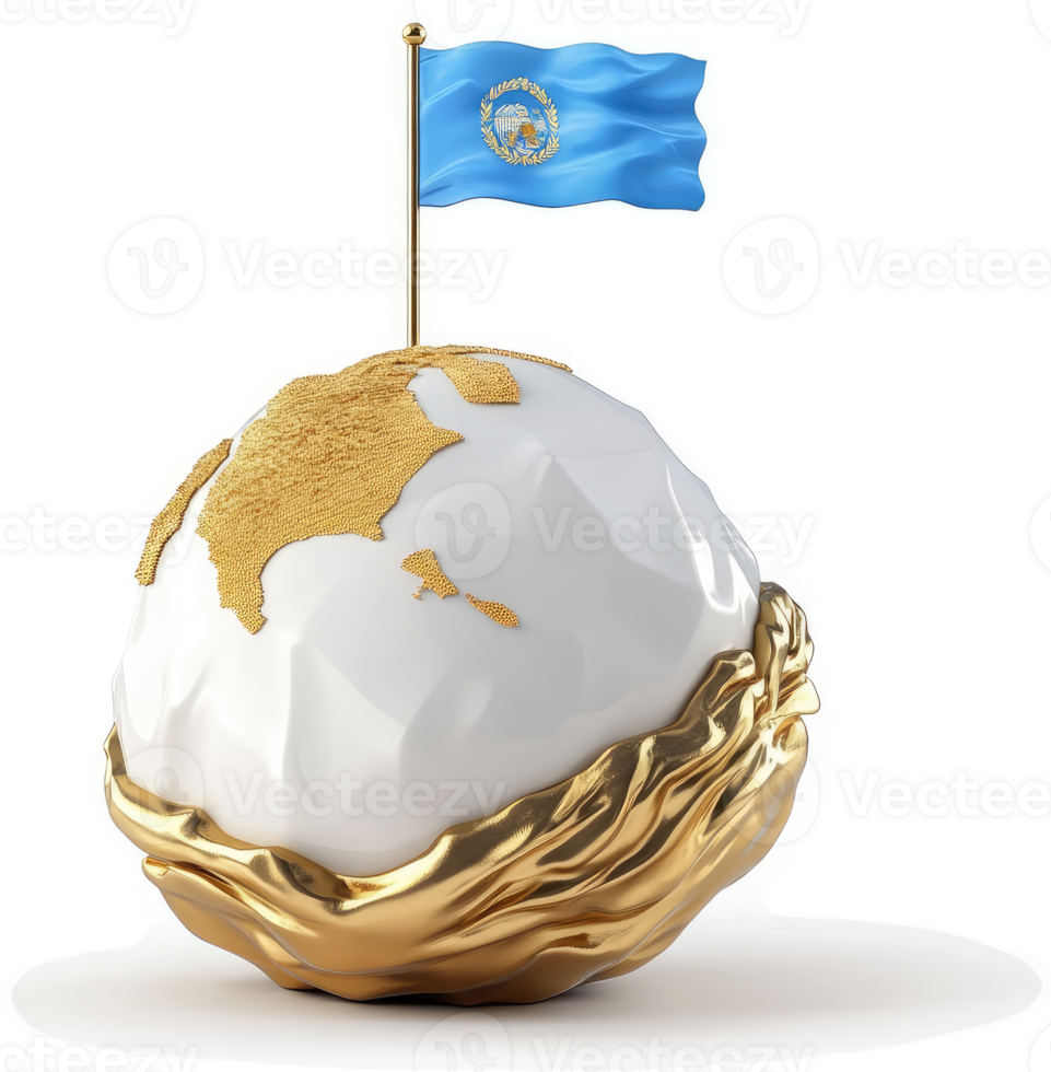 A stylized globe showcasing a national flag and golden textures. png