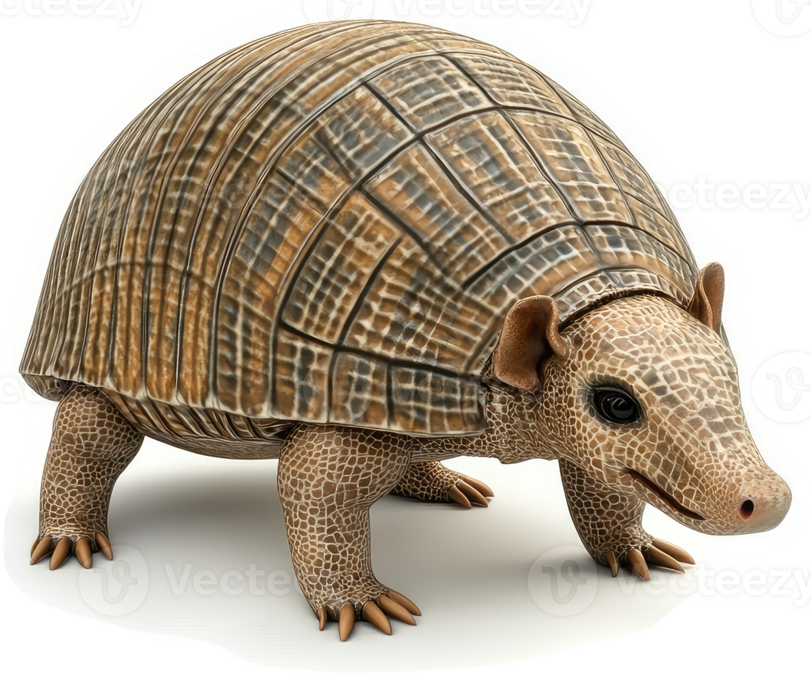 A ground-dwelling armadillo displays its unique armor plating. png