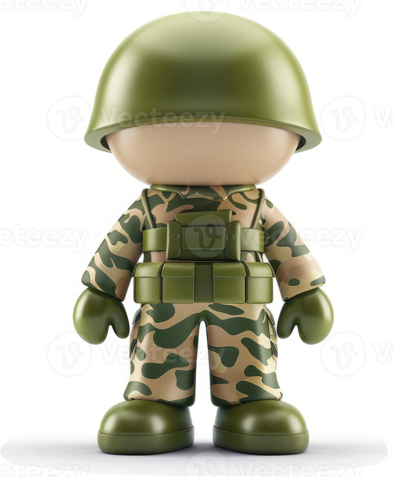 Cartoon soldier in camouflage uniform. png