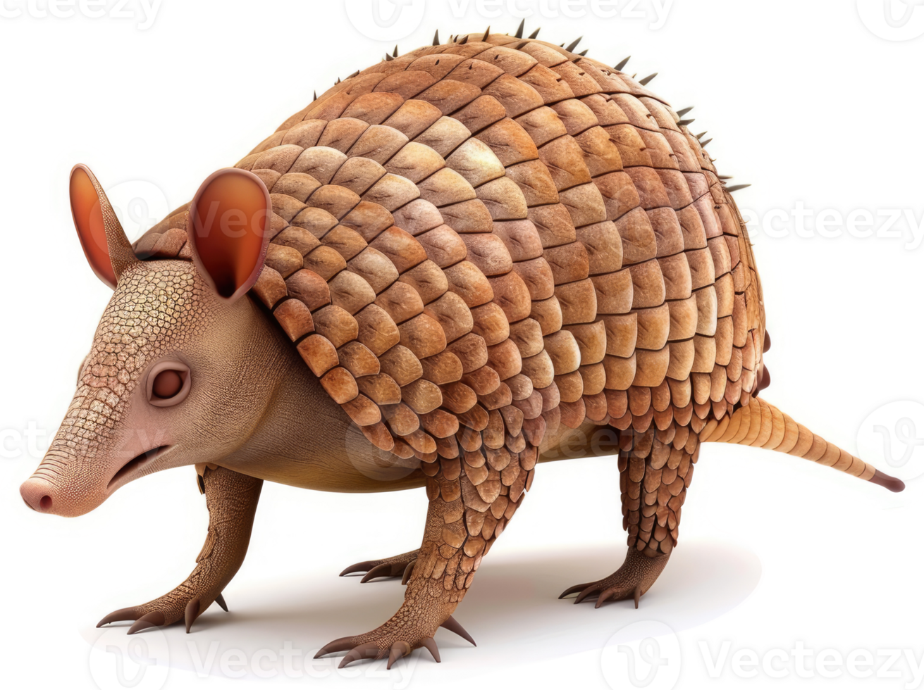 A close-up view of a nine-banded armadillo. png