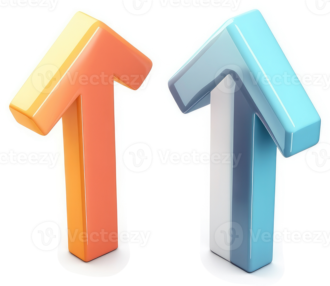 Two vibrant upward-pointing arrows, representing growth and progress. png