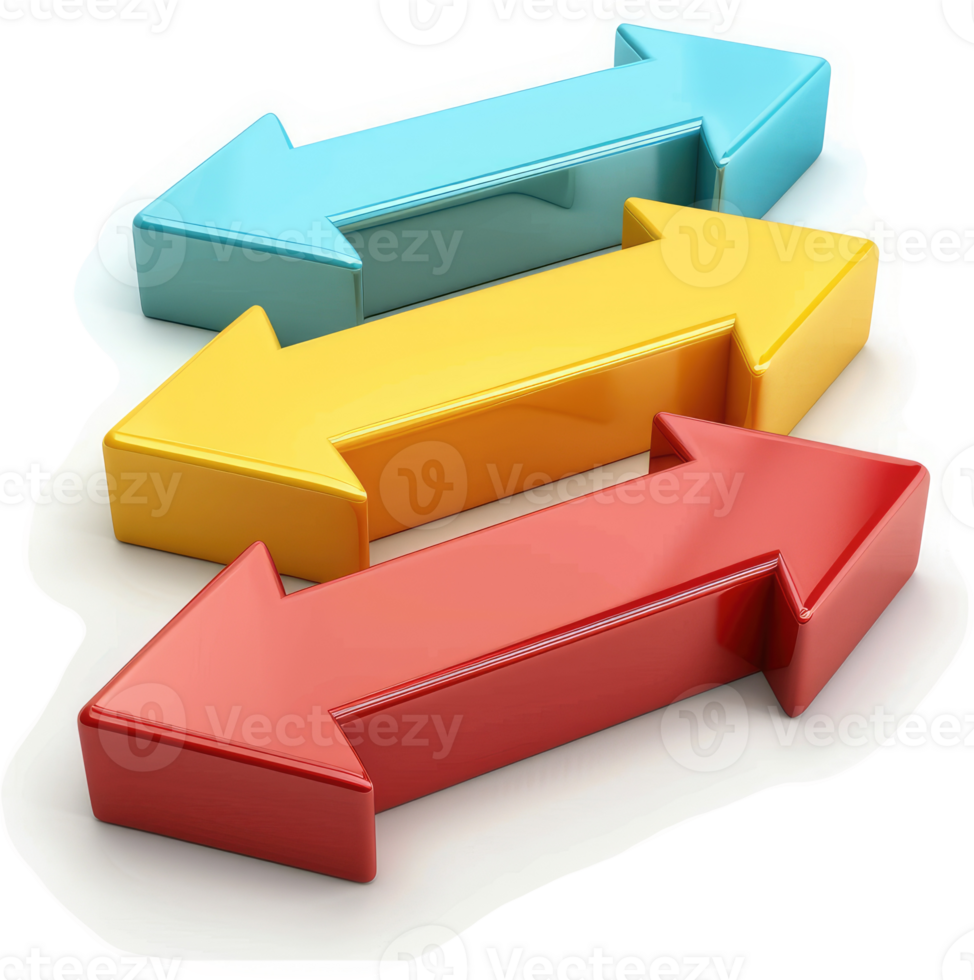 Colorful directional arrows symbolize progression and interconnected movement. png