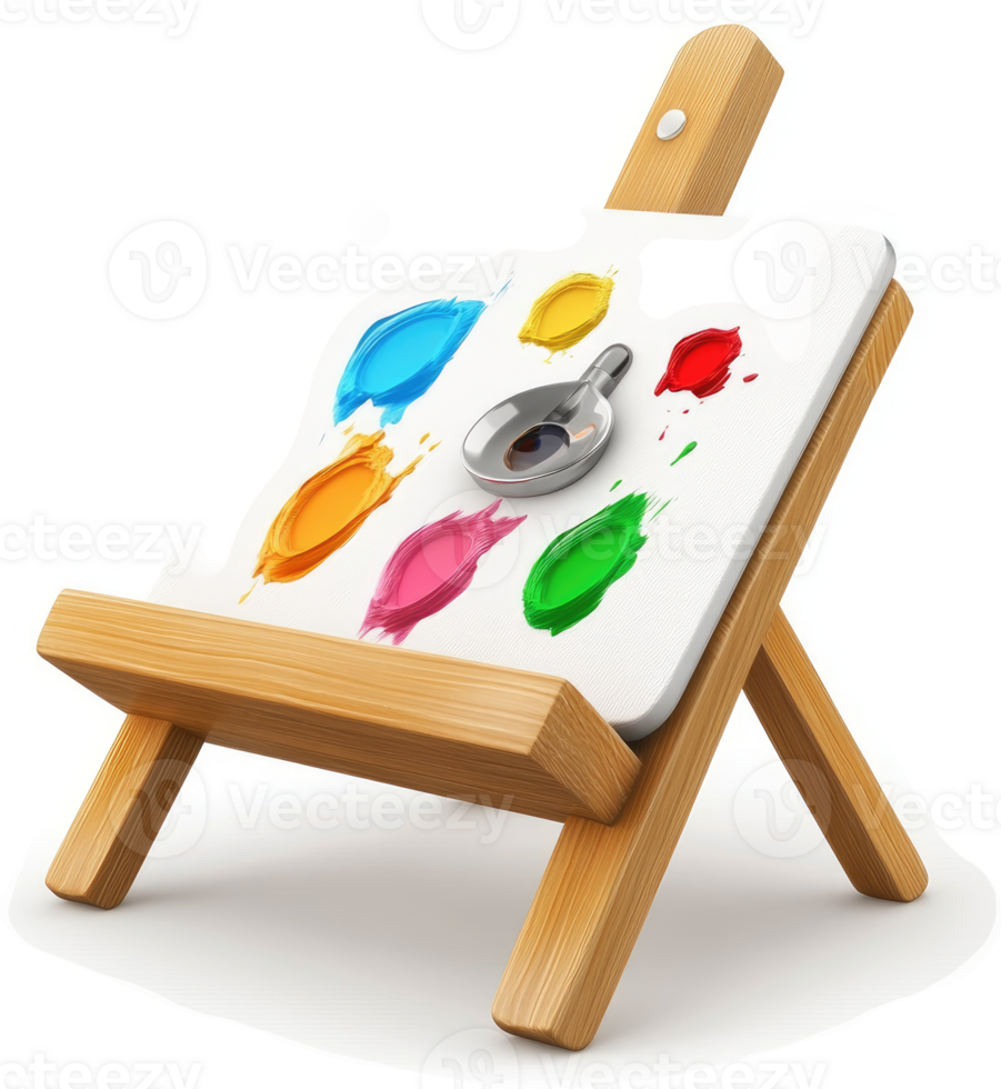 Colorful paint palette on a miniature easel. png