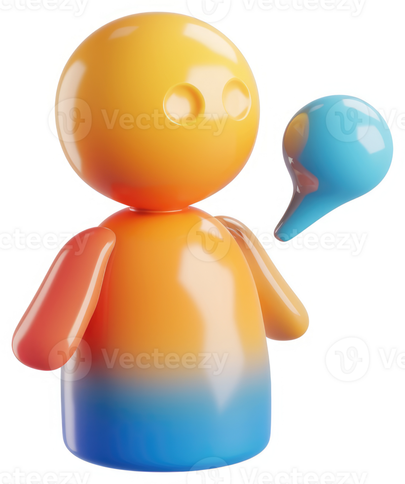 Colorful cartoon figure with a speech bubble. png
