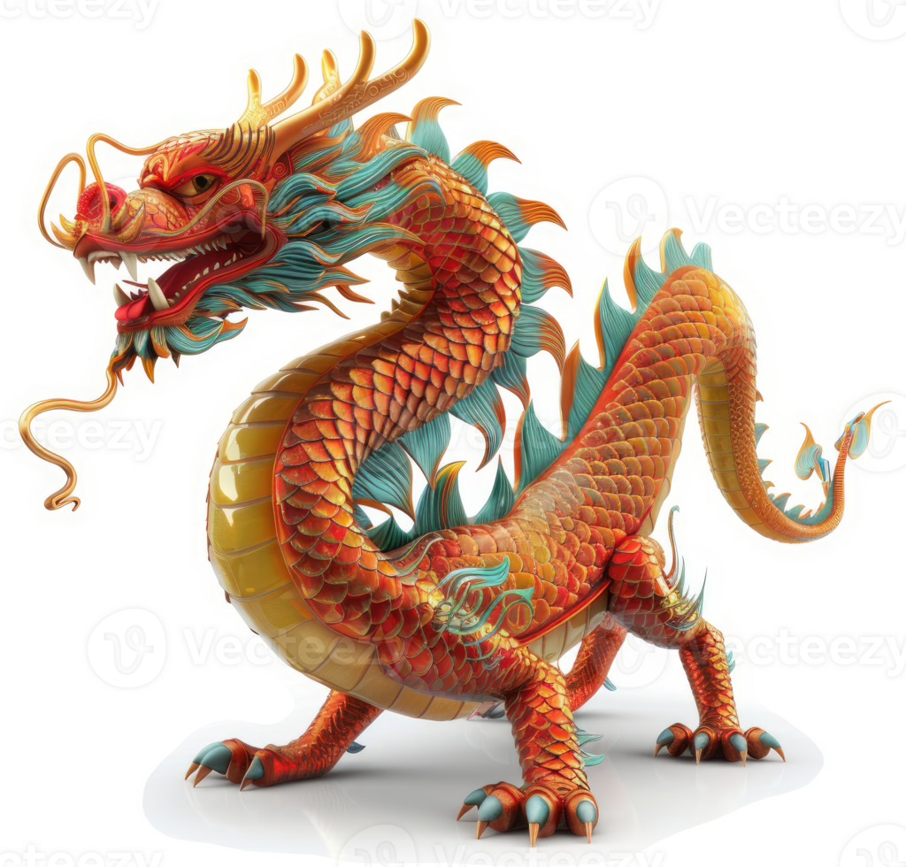 Majestic chinese dragon, vibrant and powerful. png