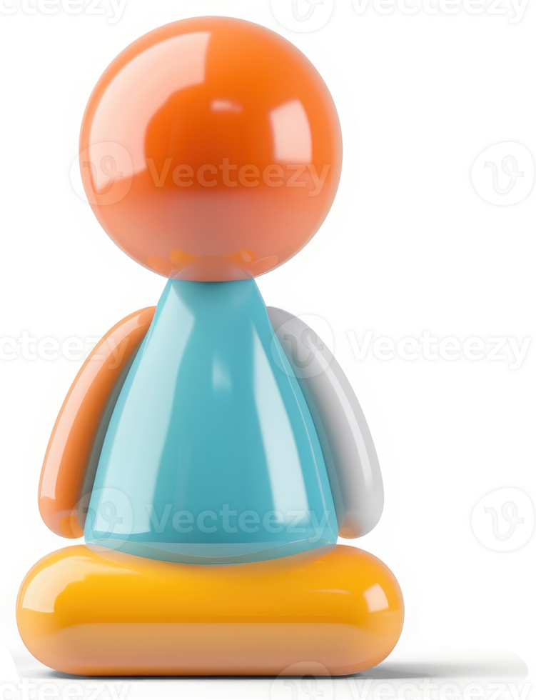 Colorful, abstract figure in a seated position. png