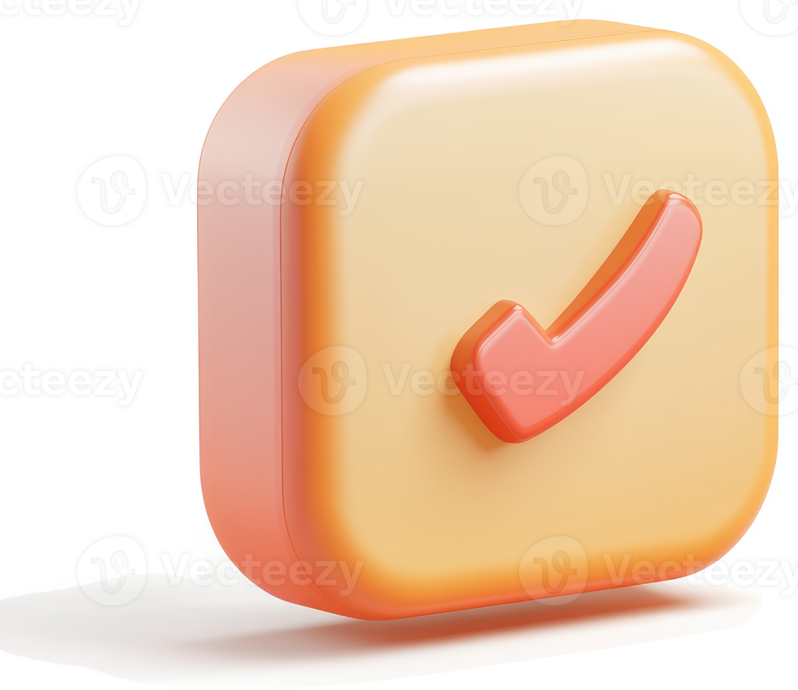 3d checkmark icon in a square button. png