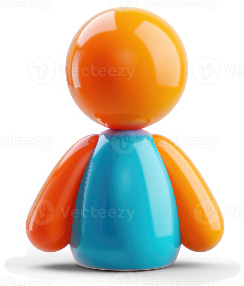 Colorful, glossy, stylized person icon, seen from the back. png