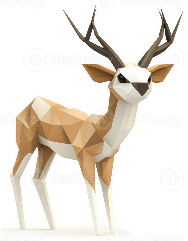 Polygonal depiction of a stylized deer. png