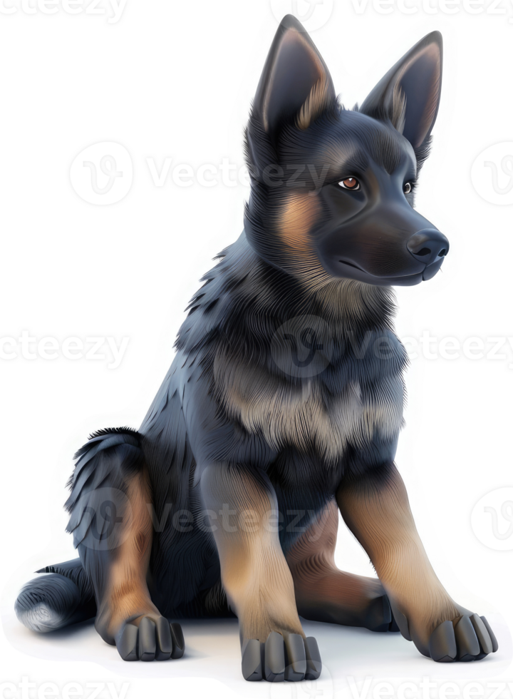 Digital rendering of a German Shepherd puppy. png