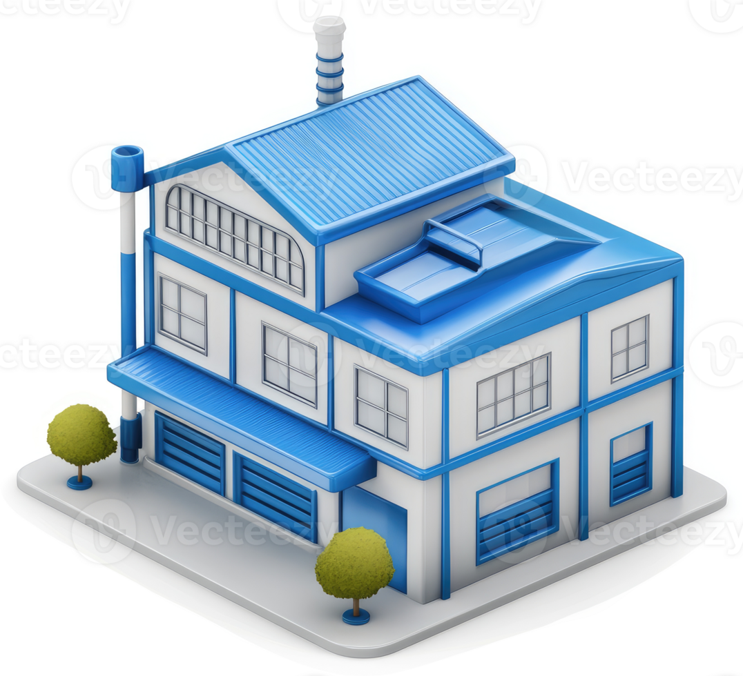 Industrial building with multiple levels and features. png