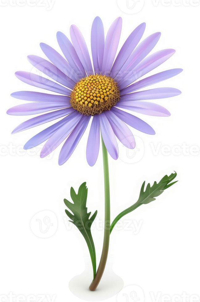A single, vibrant purple daisy stands tall. png
