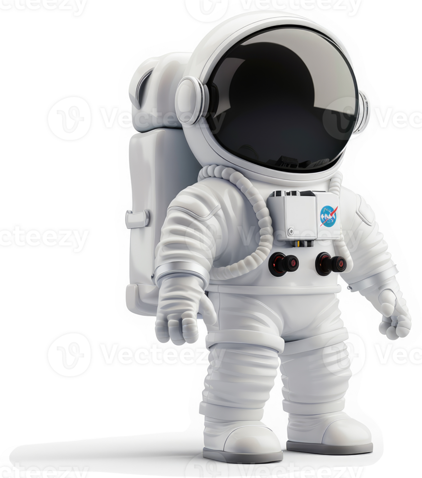 Cartoon astronaut in white spacesuit. png