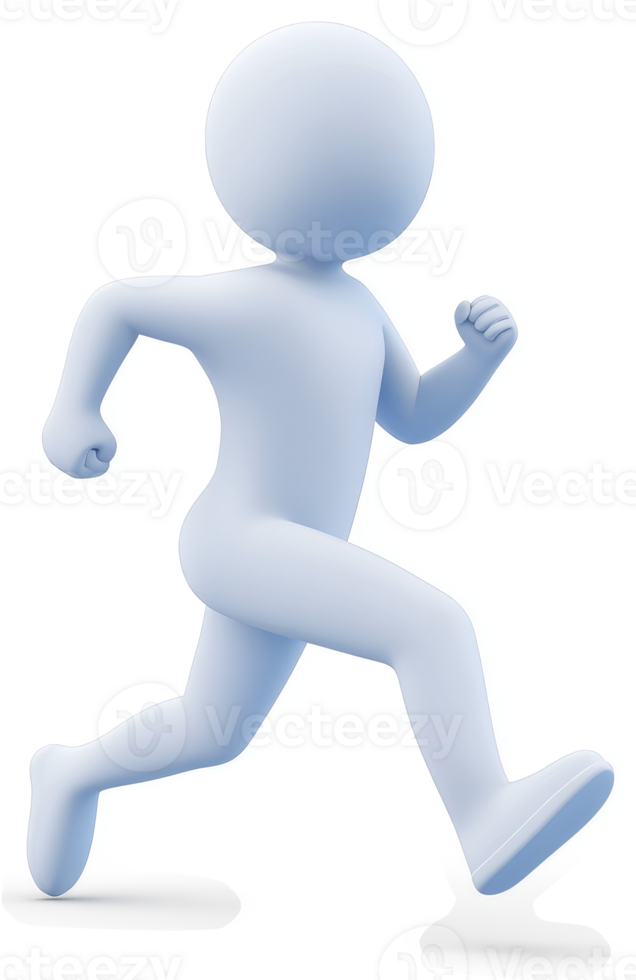 A light-blue 3D figure is running in a dynamic pose. png