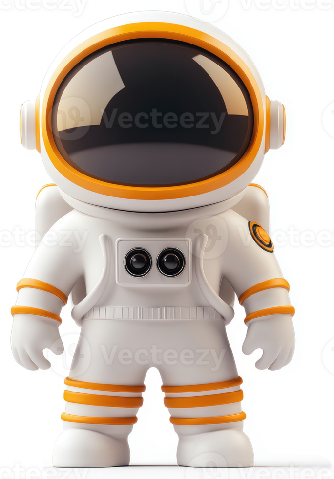 Cartoon astronaut in a spacesuit, standing upright. png