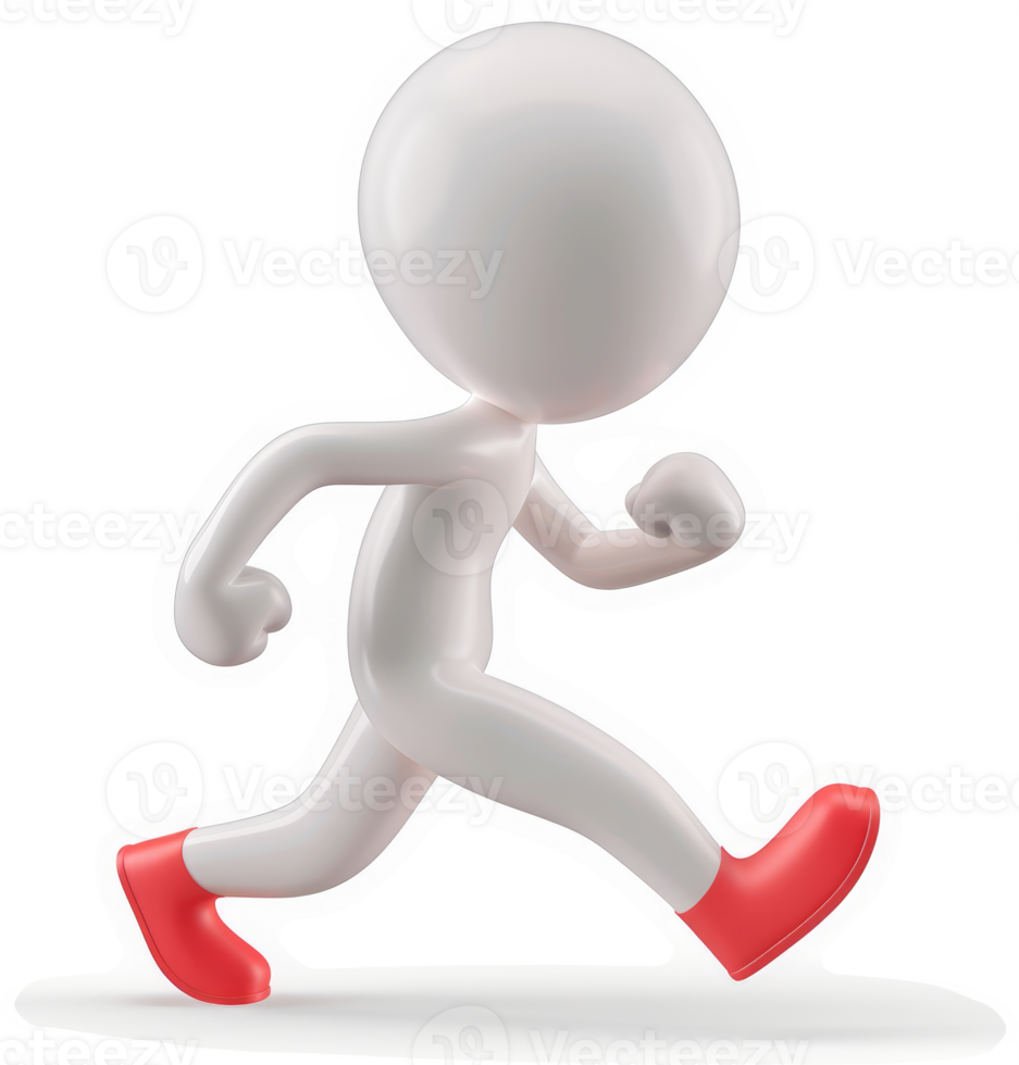 3D figure model in dynamic running motion. png