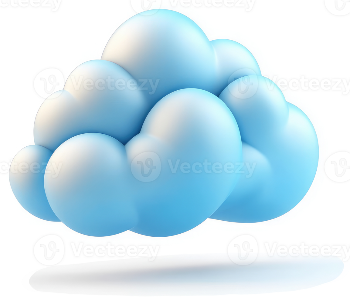 Light blue, 3d rendered cloud icon. png