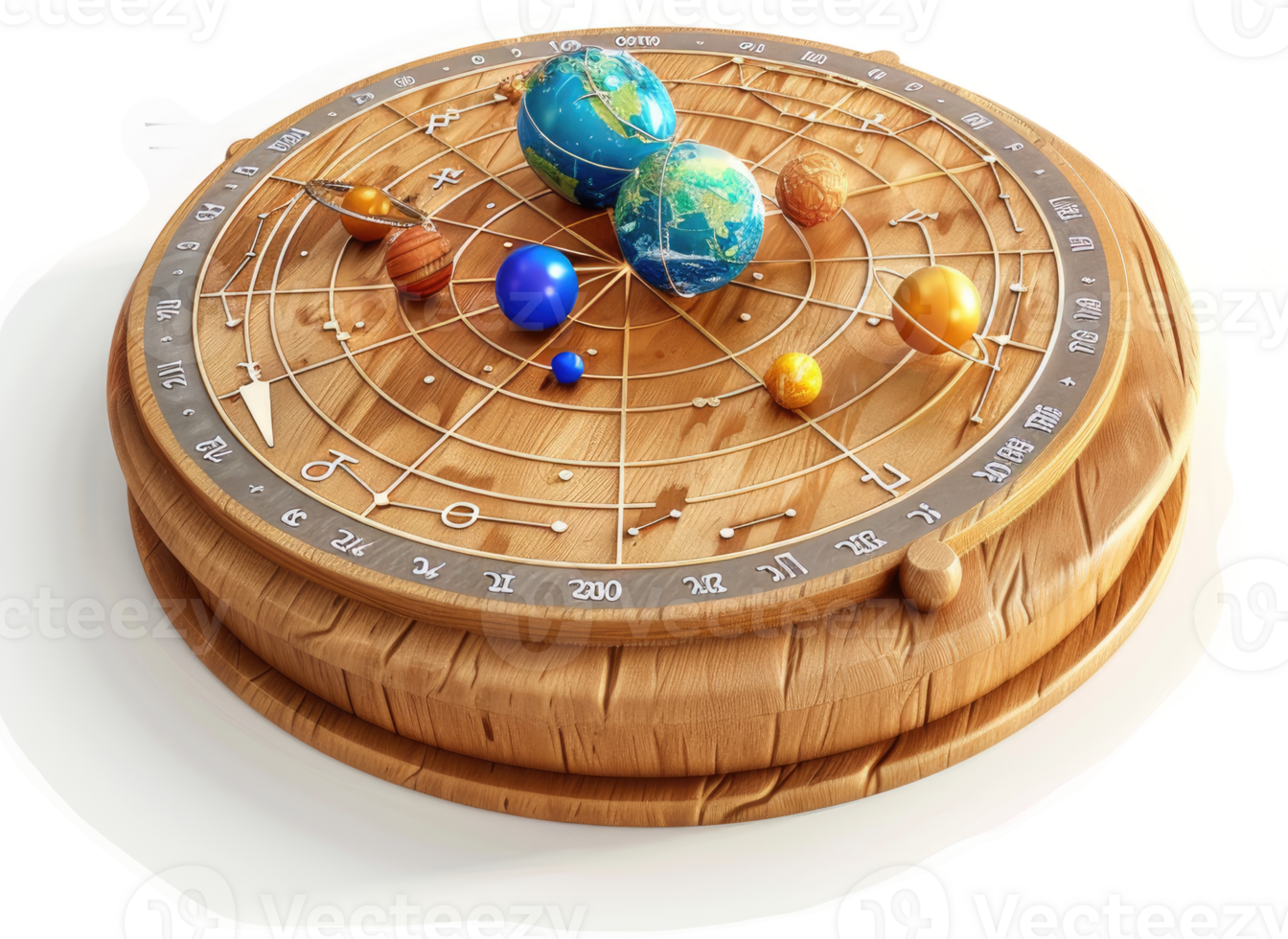 Wooden astronomical model of the solar system. png