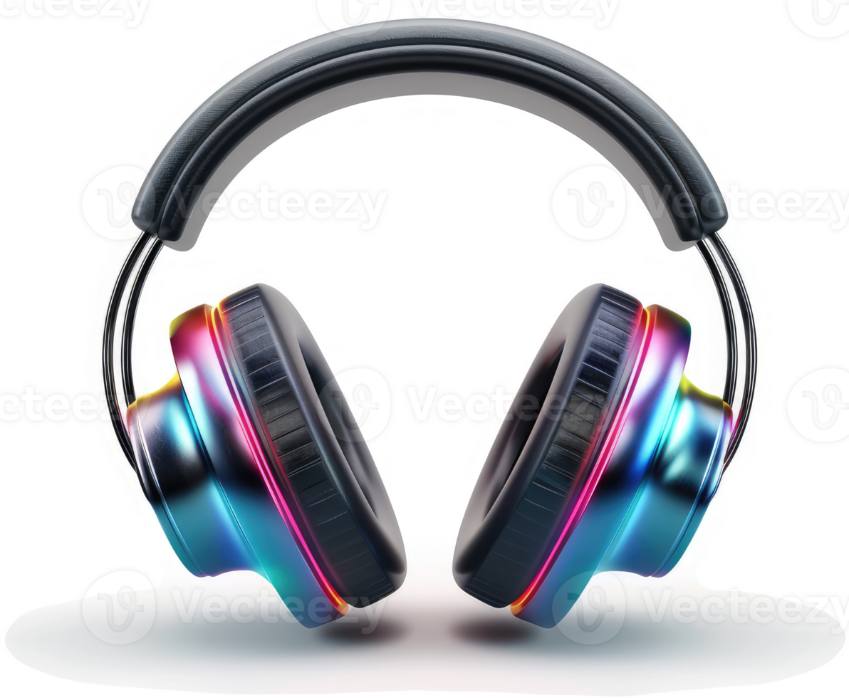 Stylish over-ear headphones with iridescent accents. png