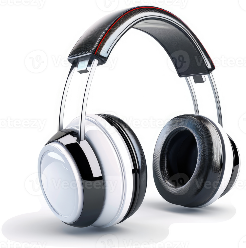 Modern over-ear headphones, black and white design. png