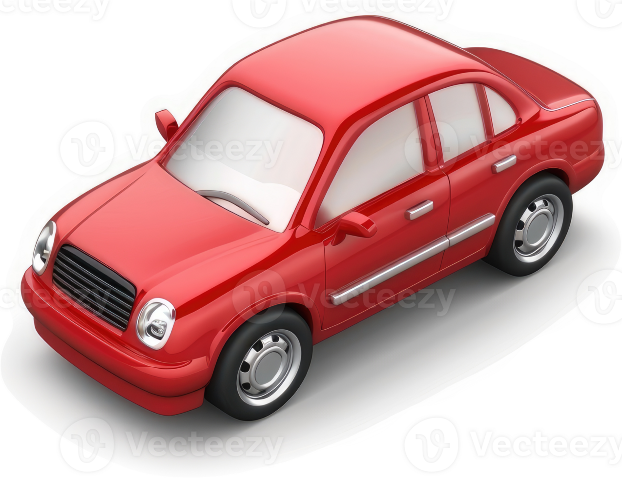 Red sedan automobile illustration, digitally rendered. png
