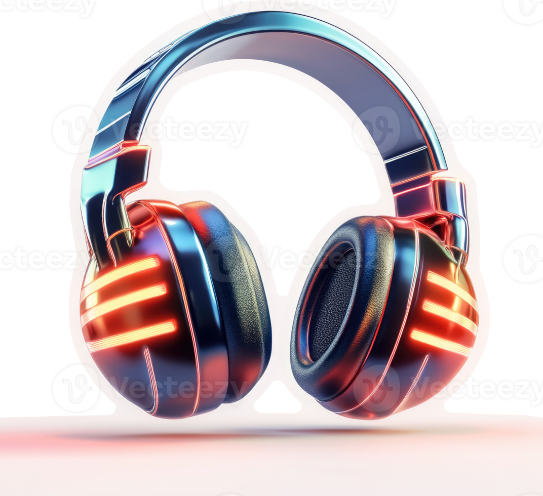 Vibrant, futuristic headphones in a dynamic presentation. png