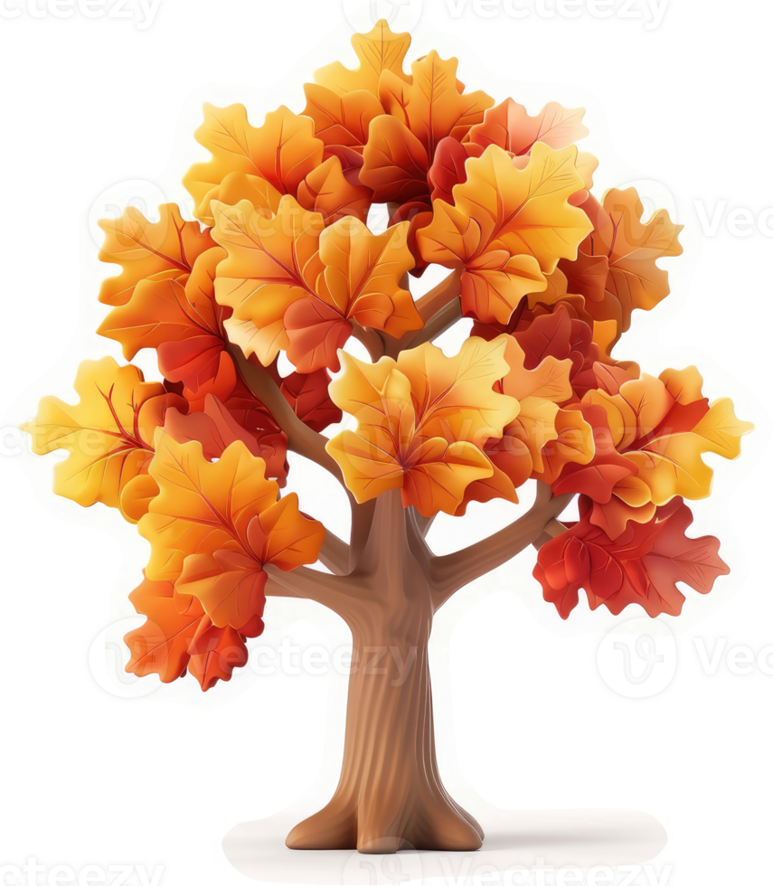 Vibrant autumn maple tree illustration. png