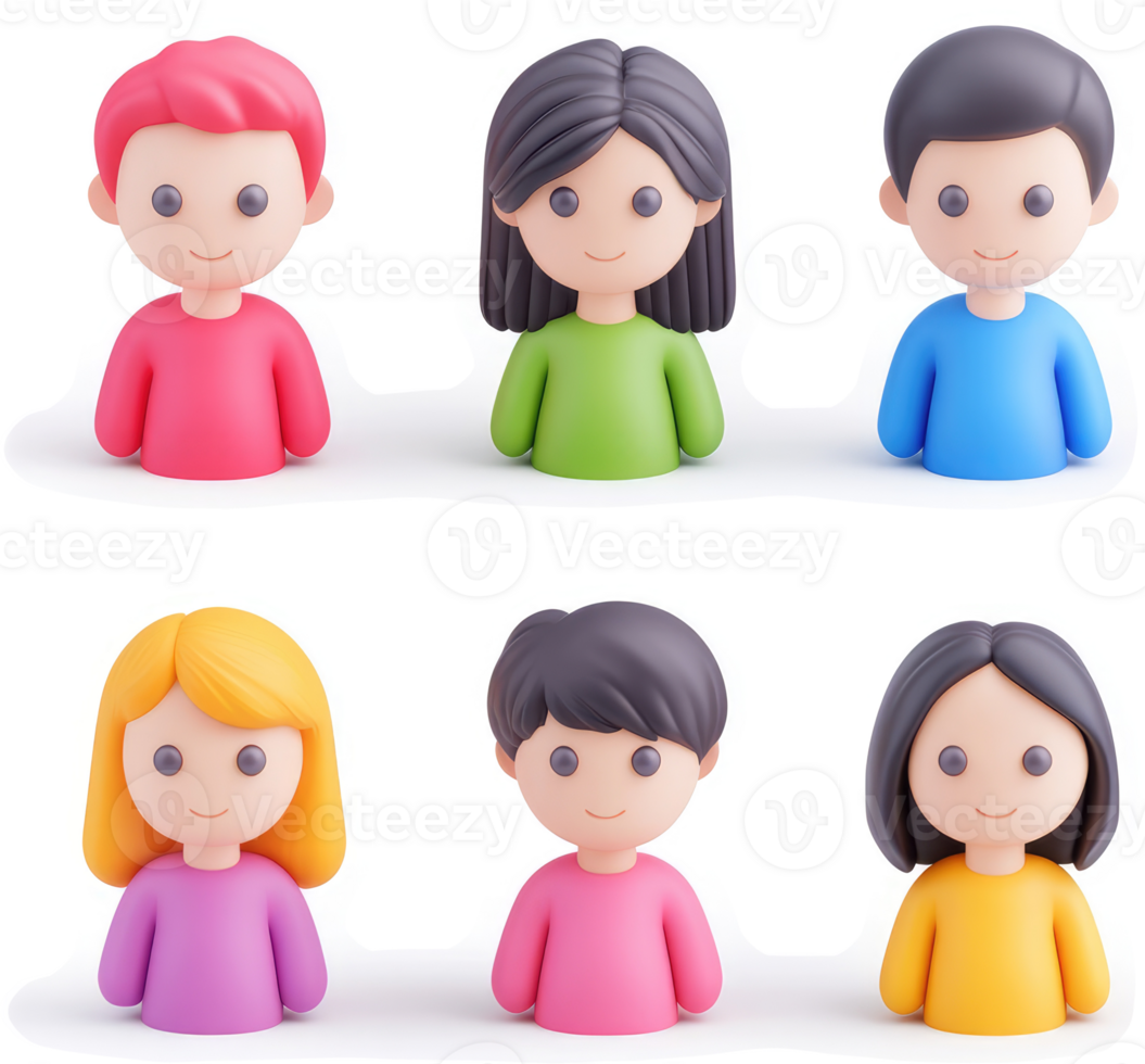 Colorful cartoon avatars of diverse children. png