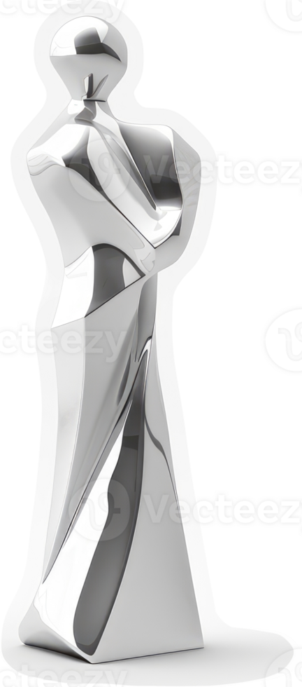 Abstract metallic sculpture of a figure. png