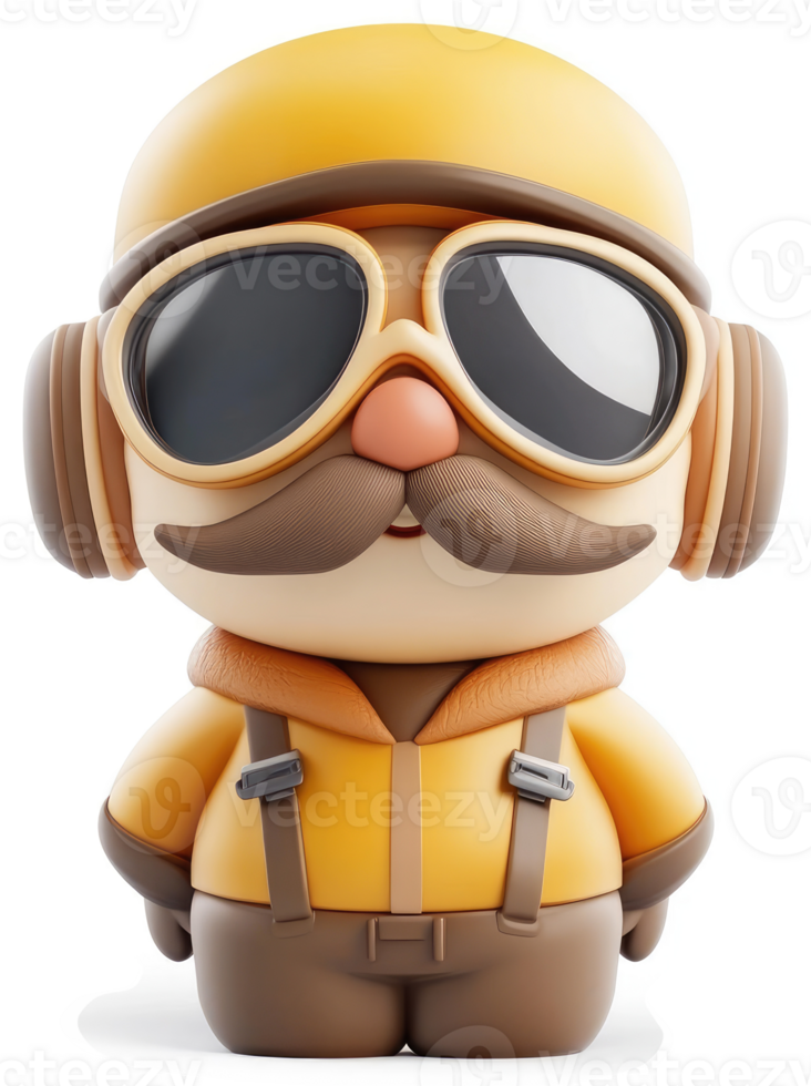 Smiling aviator figure with a retro style. png
