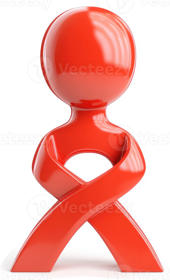 Red awareness ribbon figure, symbolizing solidarity. png