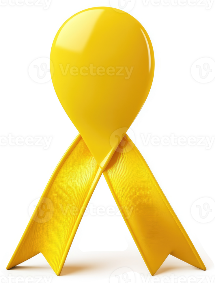 Bright yellow awareness ribbon symbolizes hope and support. png