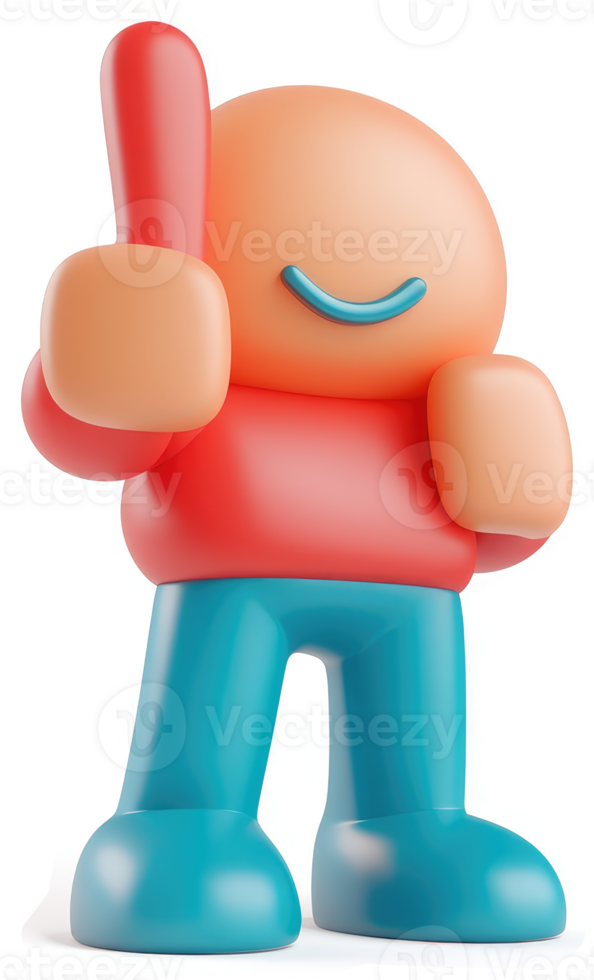 Smiling cartoon figure giving a thumbs up and pointing. png