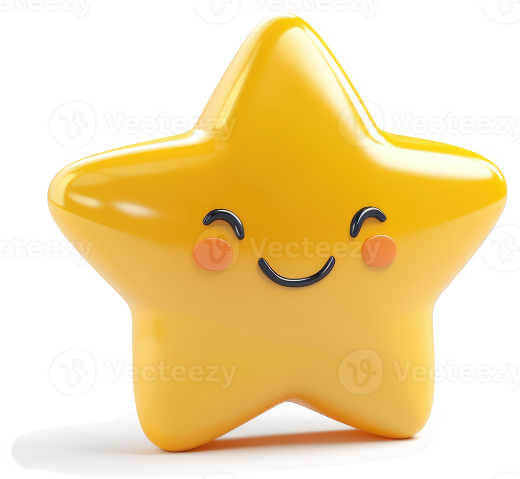 Cheerful yellow star with happy expression. png