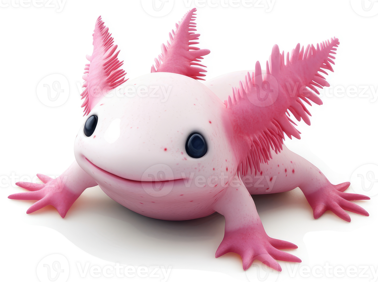 Cartoonish pink axolotl with large ears. png
