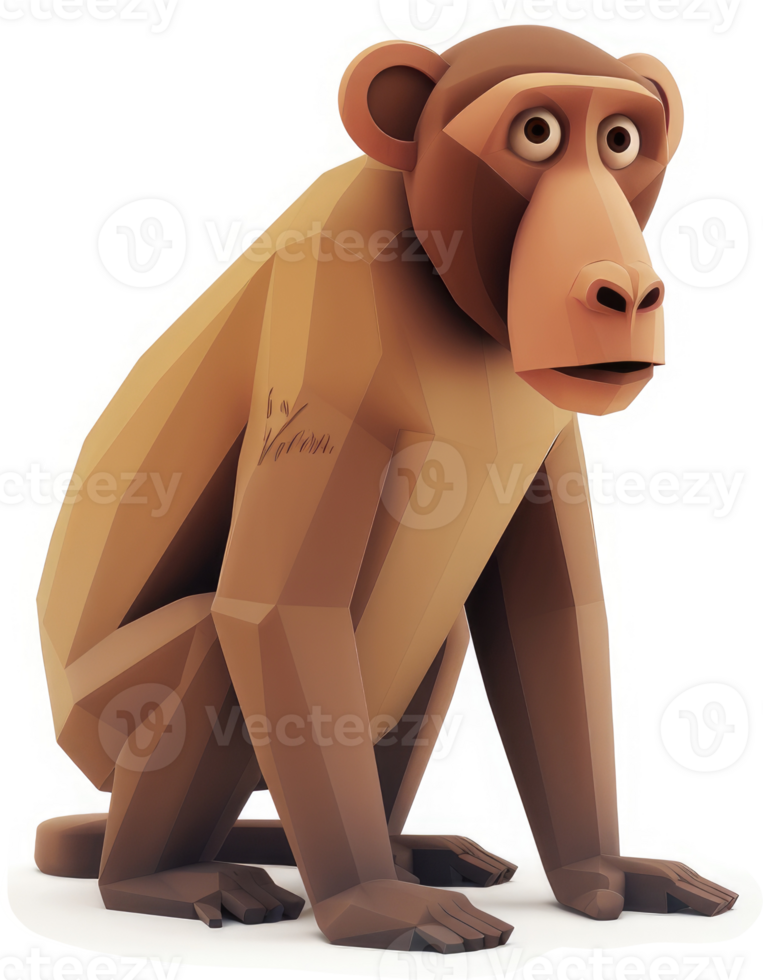 Geometric illustration of a seated monkey. png