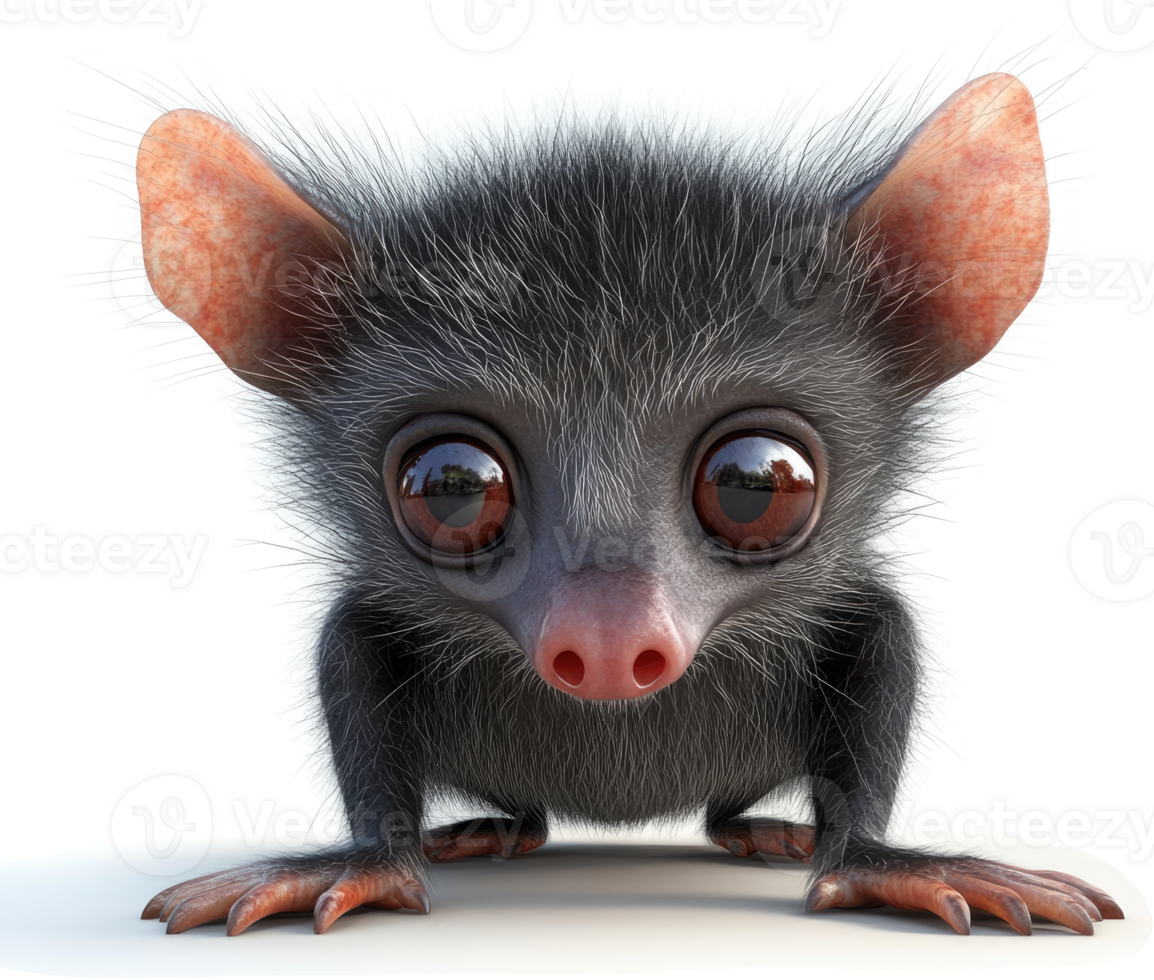 Cute lemur cub stares directly at the viewer. png