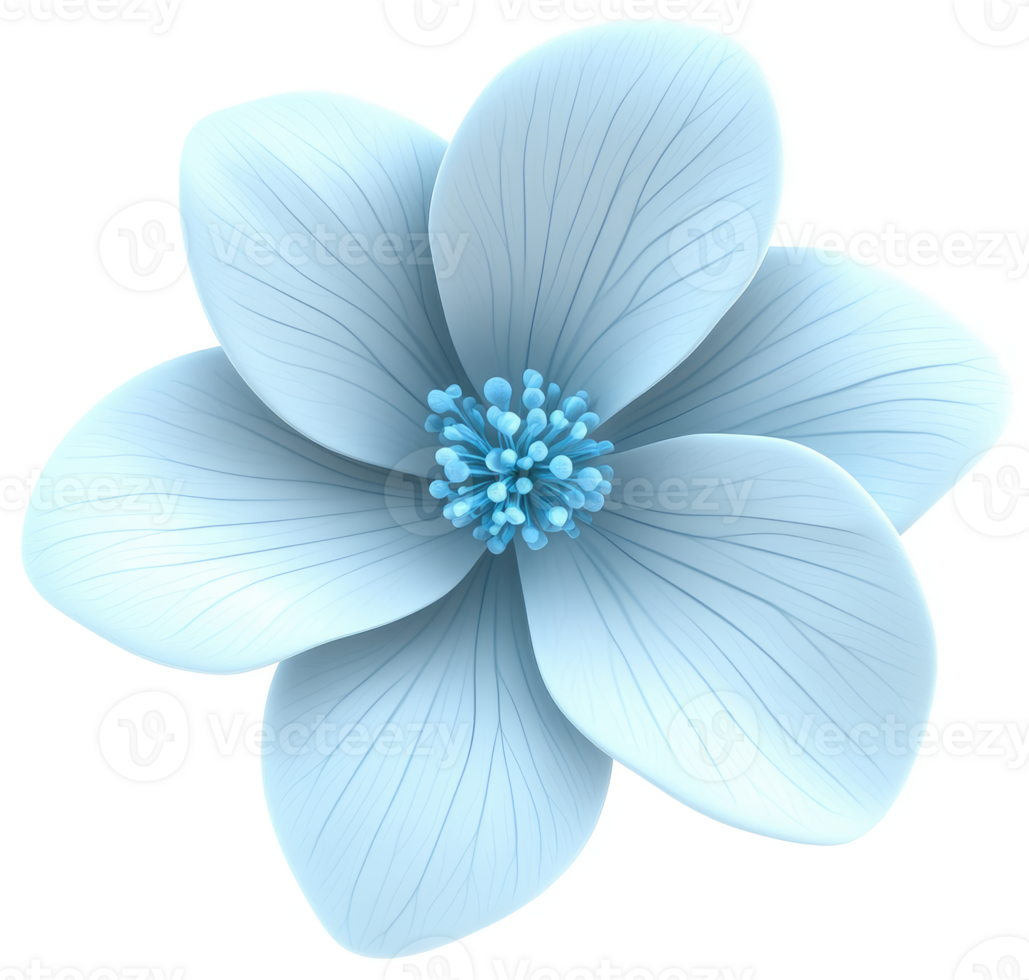 Light blue, stylized flower design. png