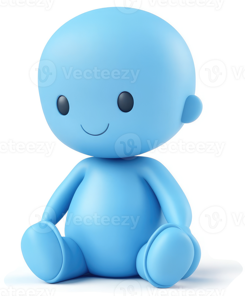 Smiling, light-blue cartoon character figurine. png
