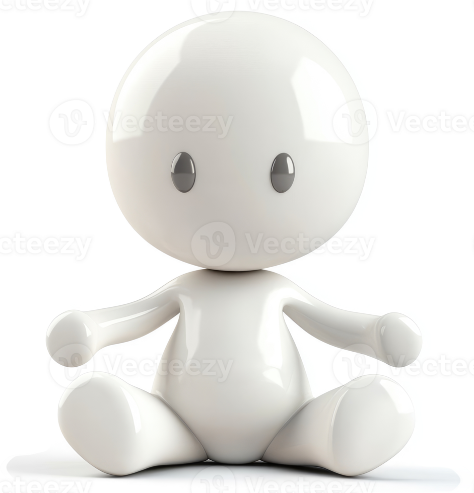Glossy, white, seated cartoon character. png