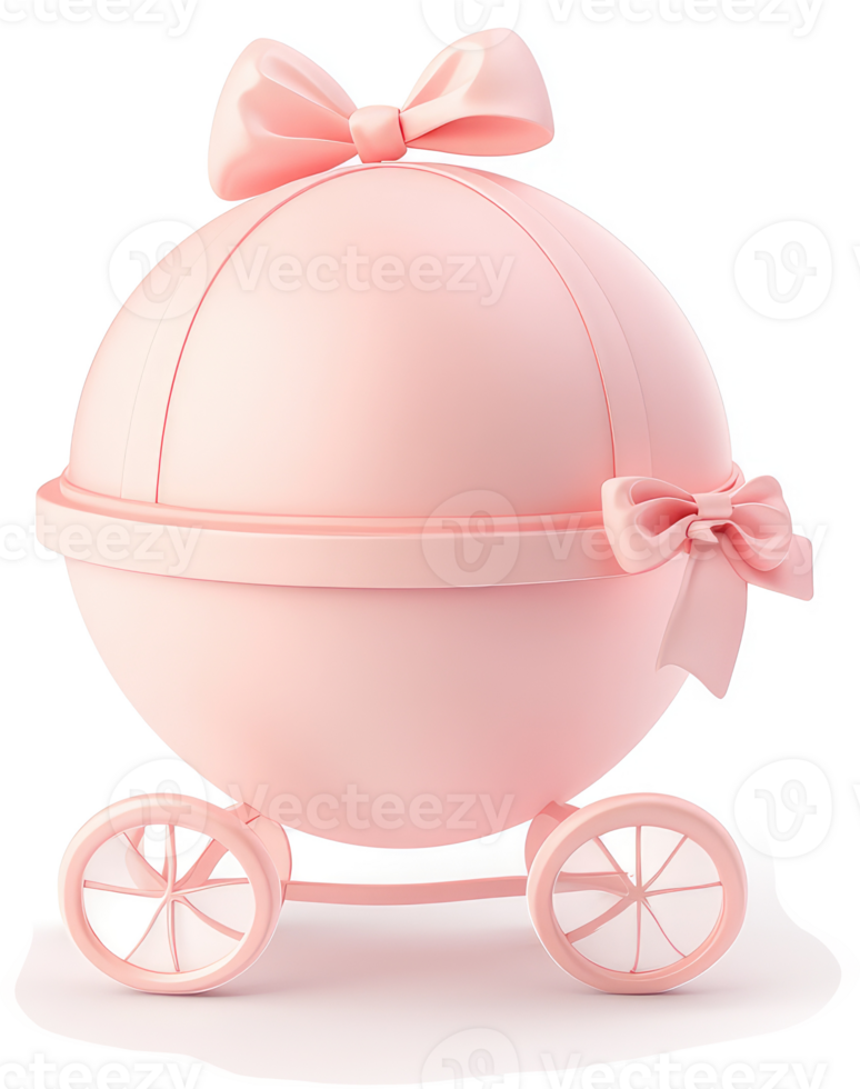 Pink spherical carriage with a bow. png