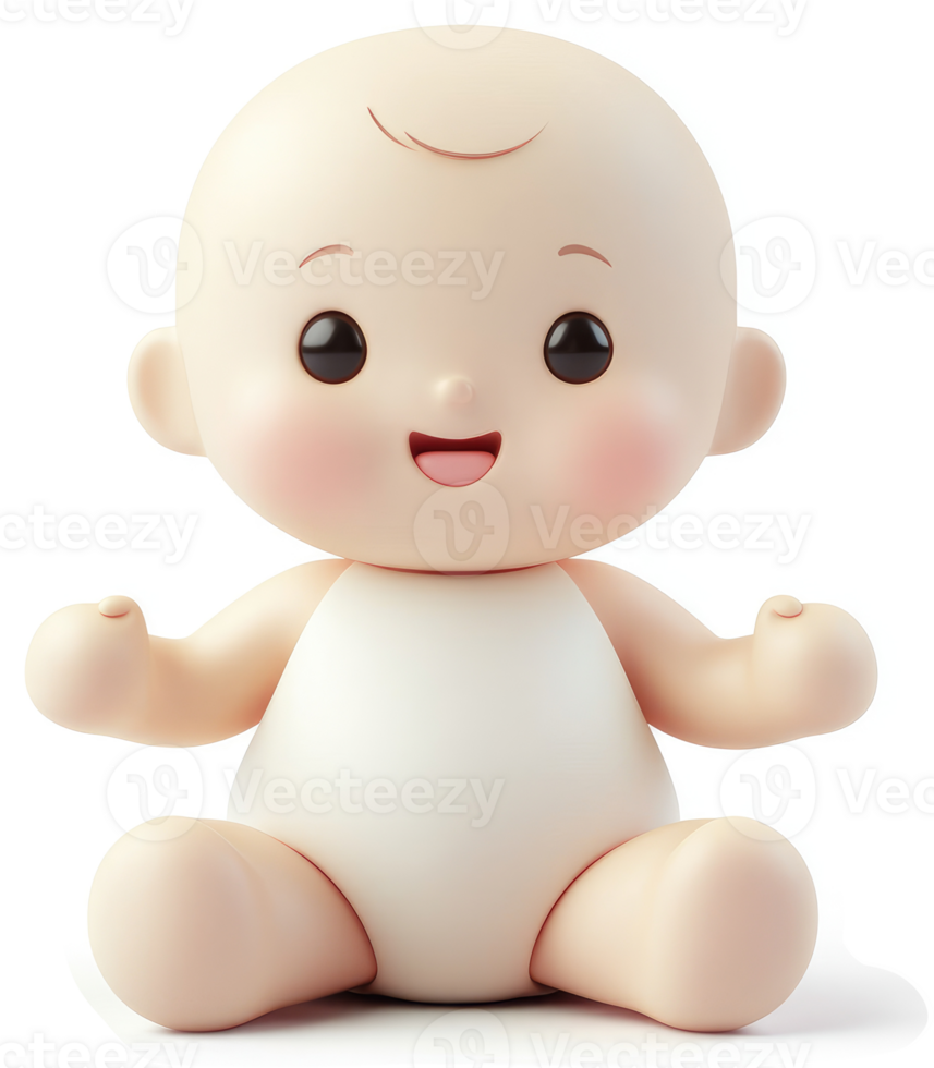 Cute, cheerful baby doll figure. png