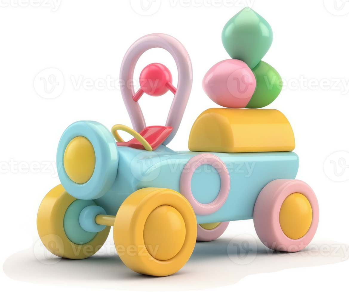 Colorful toy car with stackable building blocks. png
