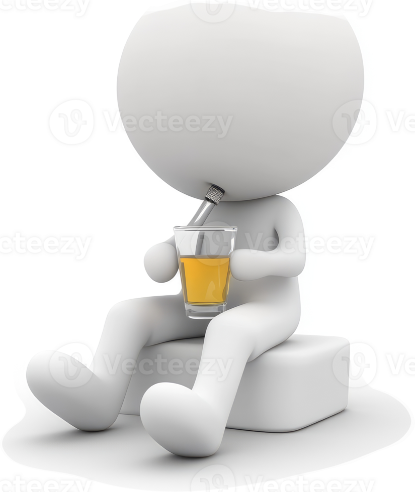 3D model of a person enjoying a fruit drink. png