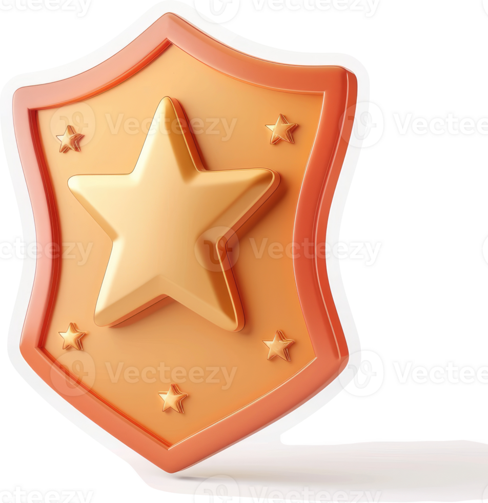 Gold star protection emblem on an orange shield. png