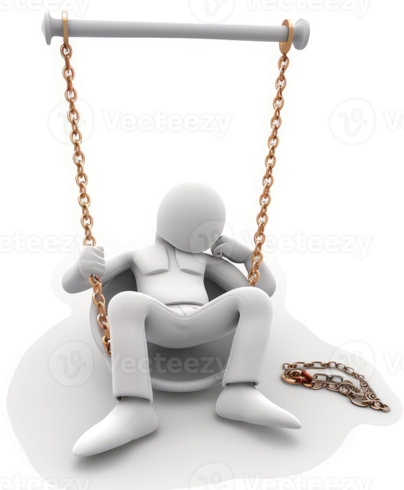Relaxed figure enjoying a swing set. png