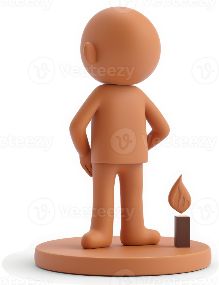Simple figure, back view, with flame and base. png