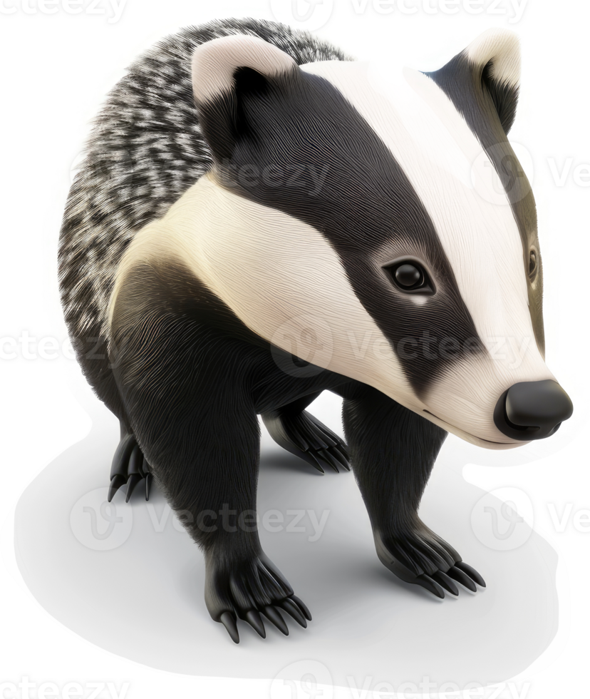 A detailed illustration of a badger. png